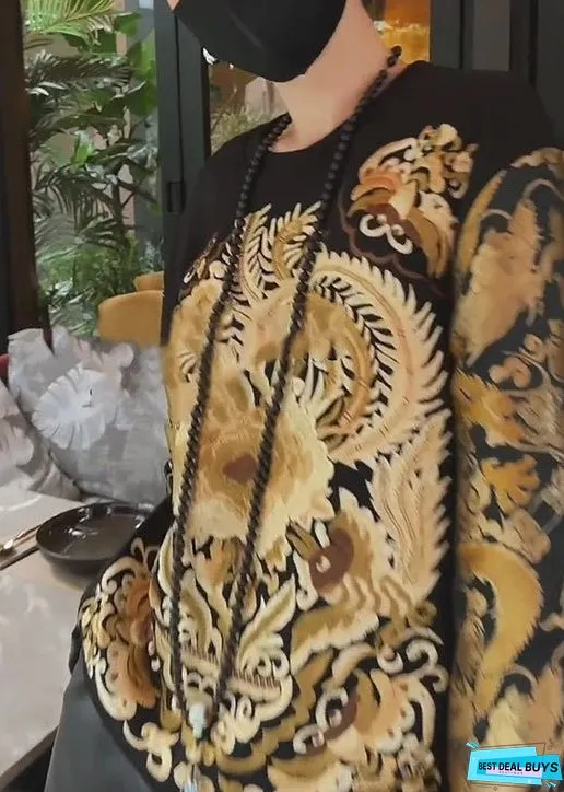 Vintage Black Oriental Embroideried Cotton Sweatshirts Top Fall