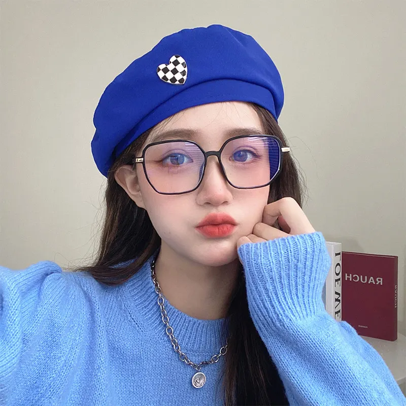 Fashion Pure Color Love Heart Beret