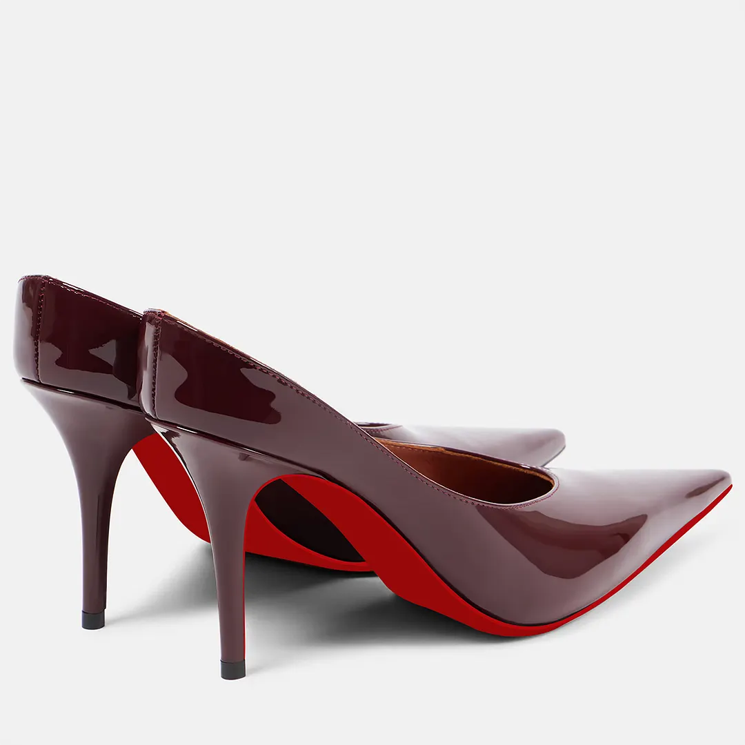 95mm Pointed Toe High Heel Red Bottoms Pumps Prom Shoes Sandals-vocosishoes