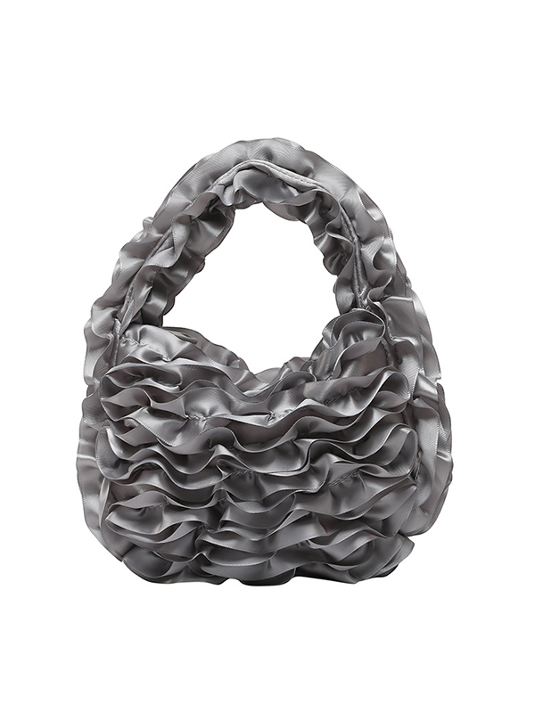 Solid Color Ruffled Mini Bags SILVER-One_size