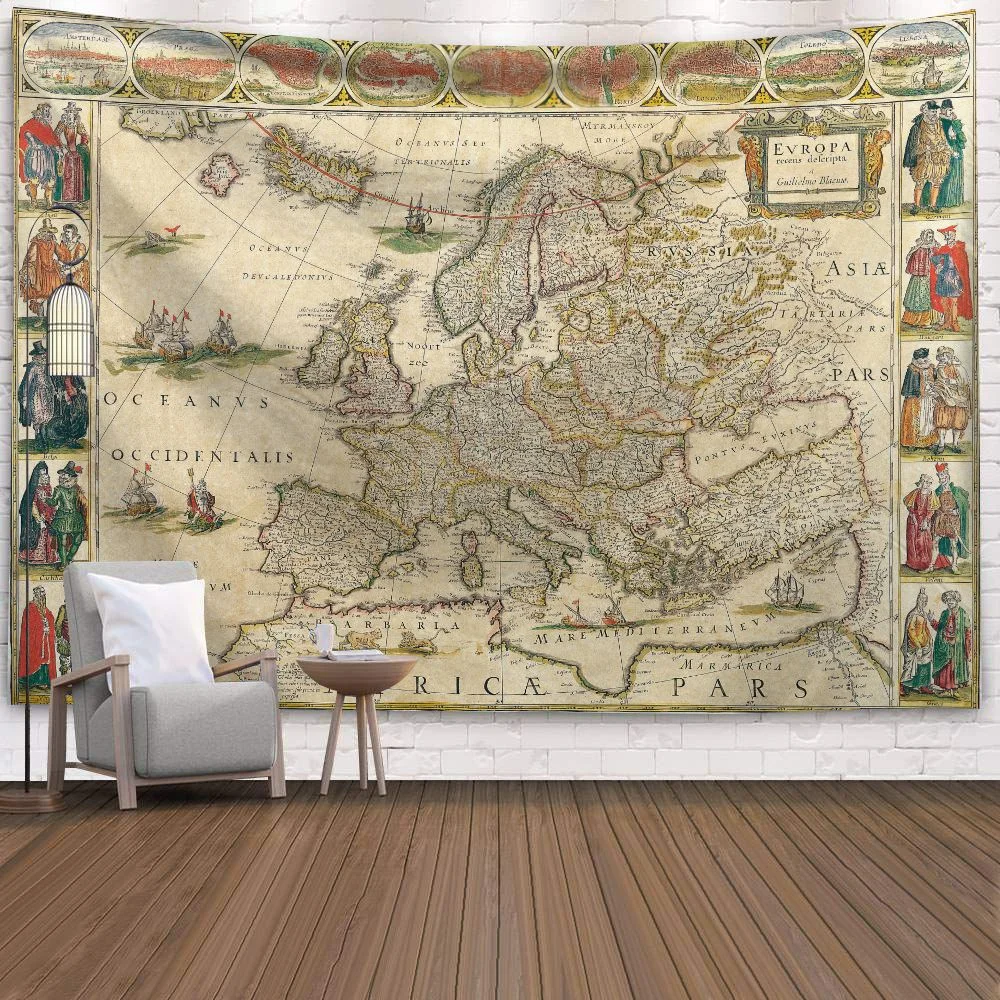 World Map 3D Print Polyester Geometric Wall Hanging Tapestry Decor Oil Painting Beach Towel Sleeping Pad Yoga Blanket Mat