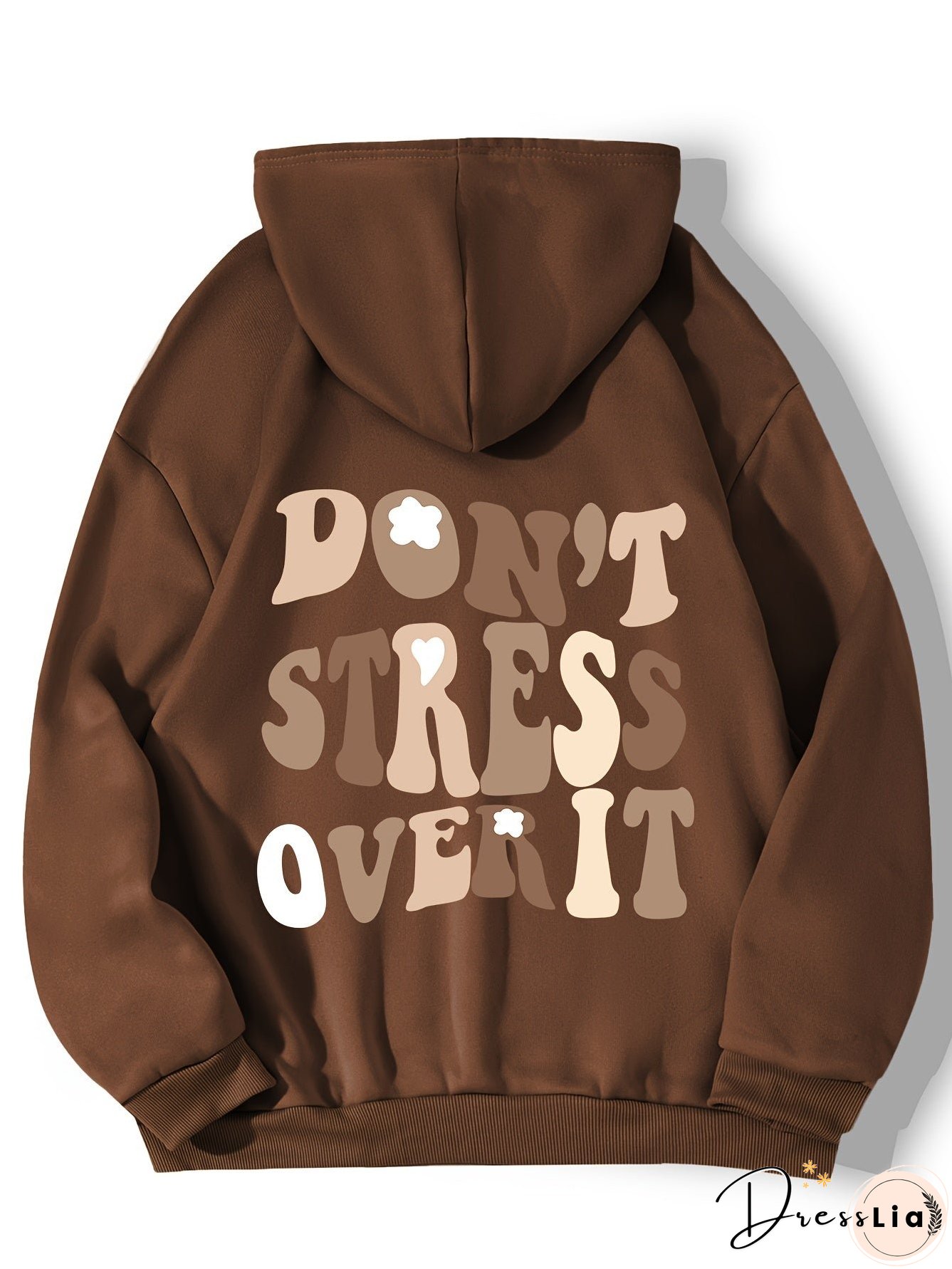 Plus Size Casual Sweatshirt, Women's Plus Art Letter Print Long Sleeve Drawstring Hoodie Sweatshirt