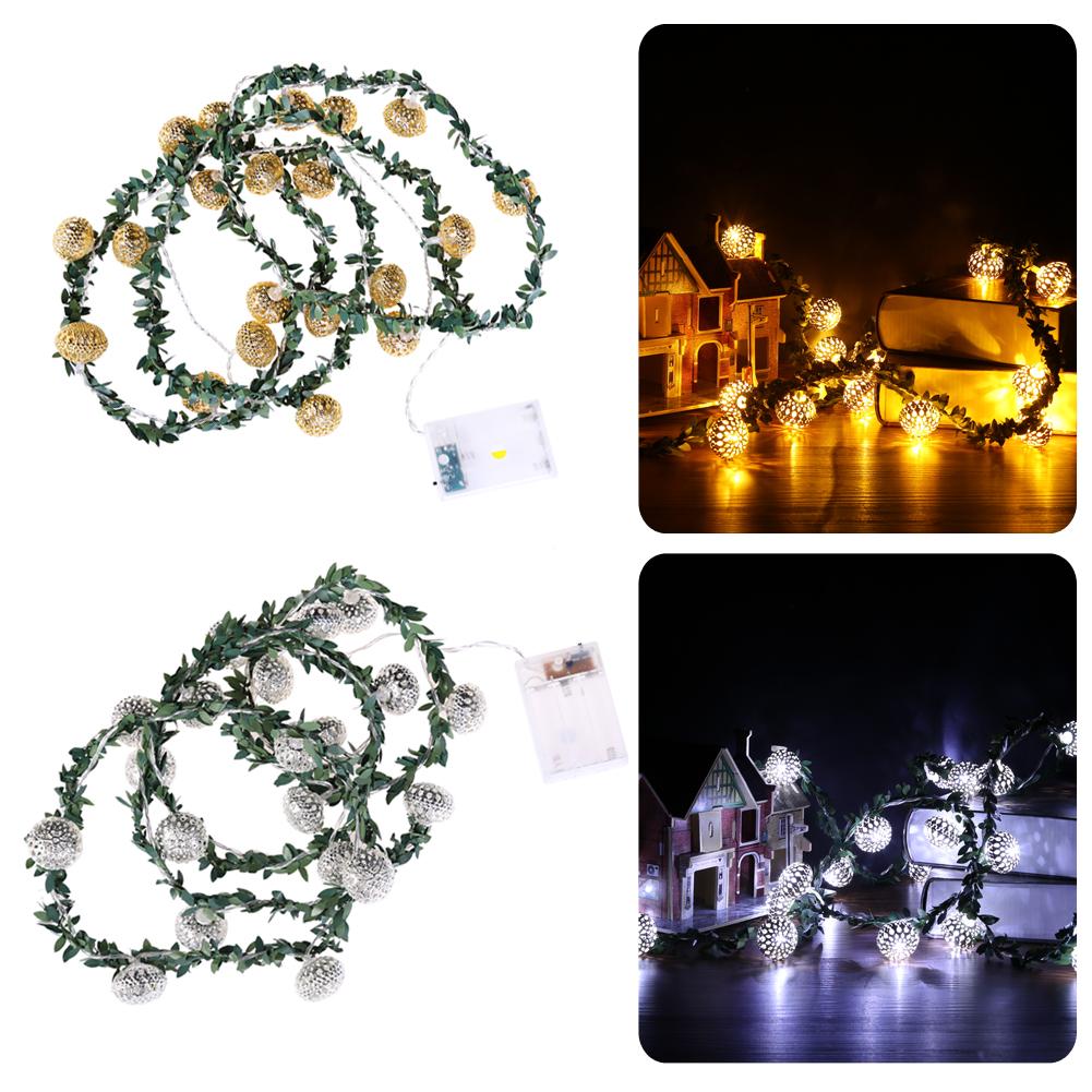 

2M Gold/Silver Rattan Ball LED Warm White String Light Holiday Christmas, 银色, 501 Original