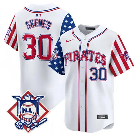 Men's Pittsburgh Pirates #30 Paul Skenes White 2024 Fourth of July Vapor Limited Jersey