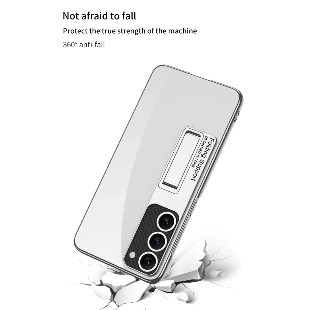 Applicable To Samsung S23/S22 Series Transparent Electroplating Bracket Mobile Phone Case
