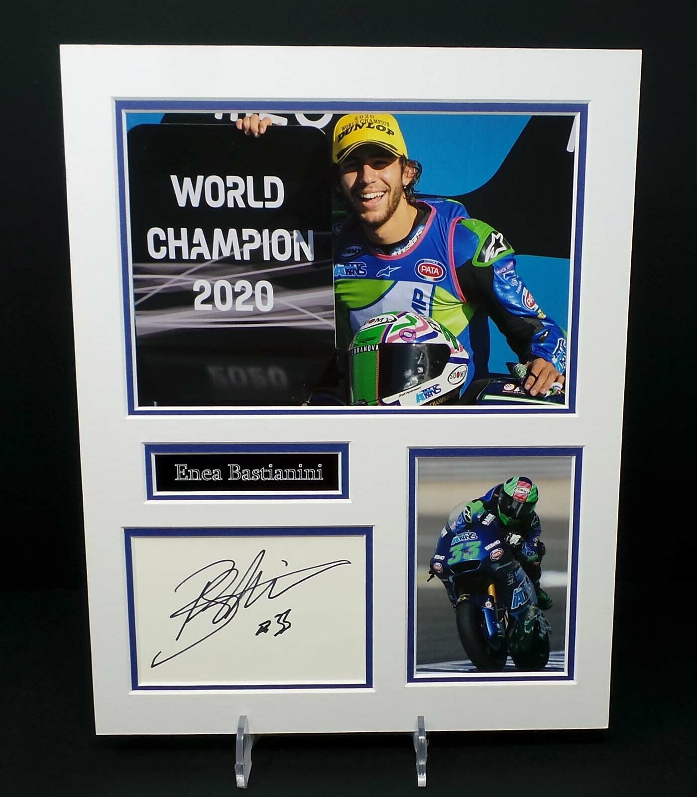 Enea BASTIANINI Signed Mounted Photo Poster painting Display AFTAL RD COA MOTO2 World Champion