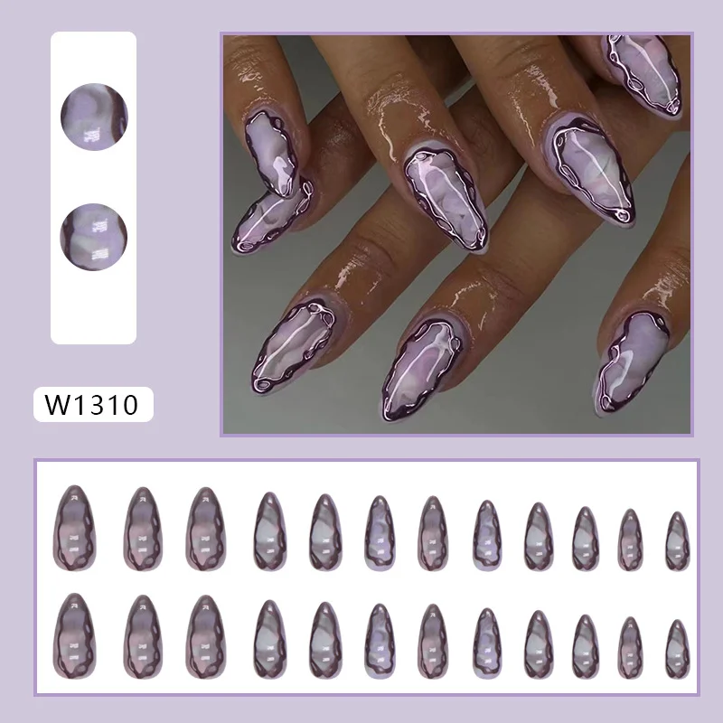 Churchf Churchf Nail Sweet Cool Hot Girl Ins Wind Haze Purple Dizzy Dye Nail Fake Nail Products