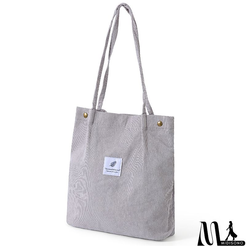 MidiSono - Women Large Smiley Corduroy Shoulder Tote Bag