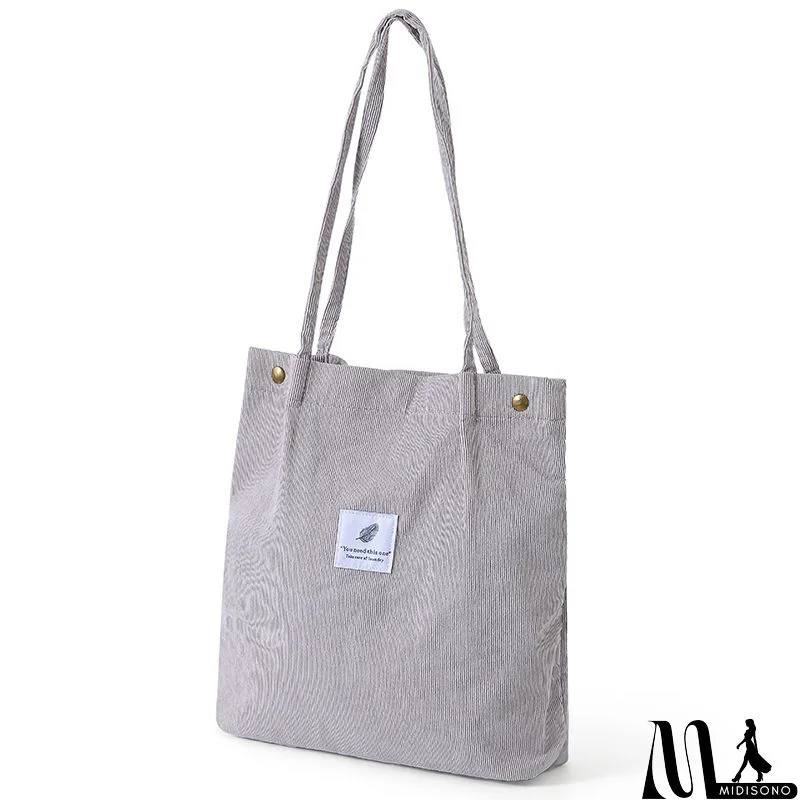 MidiSono - Women Large Smiley Corduroy Shoulder Tote Bag