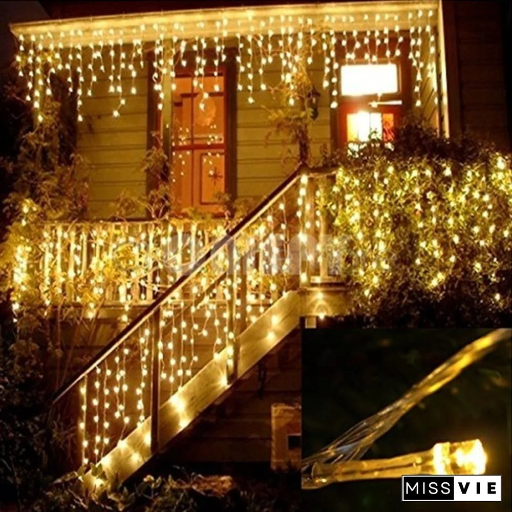 5M Christmas LED Curtain Icicle String Light Droop 0.4-0.6m Party Garden Stage Outdoor Waterproof Decorative Fairy Light