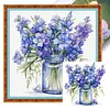 Flowers Full 18CT 2 Strands DIY Stamped Cross Stitch Kits for Beginners Adults Home Wall Decor Cross Stitch Art and Crafts Kits 25x25cm