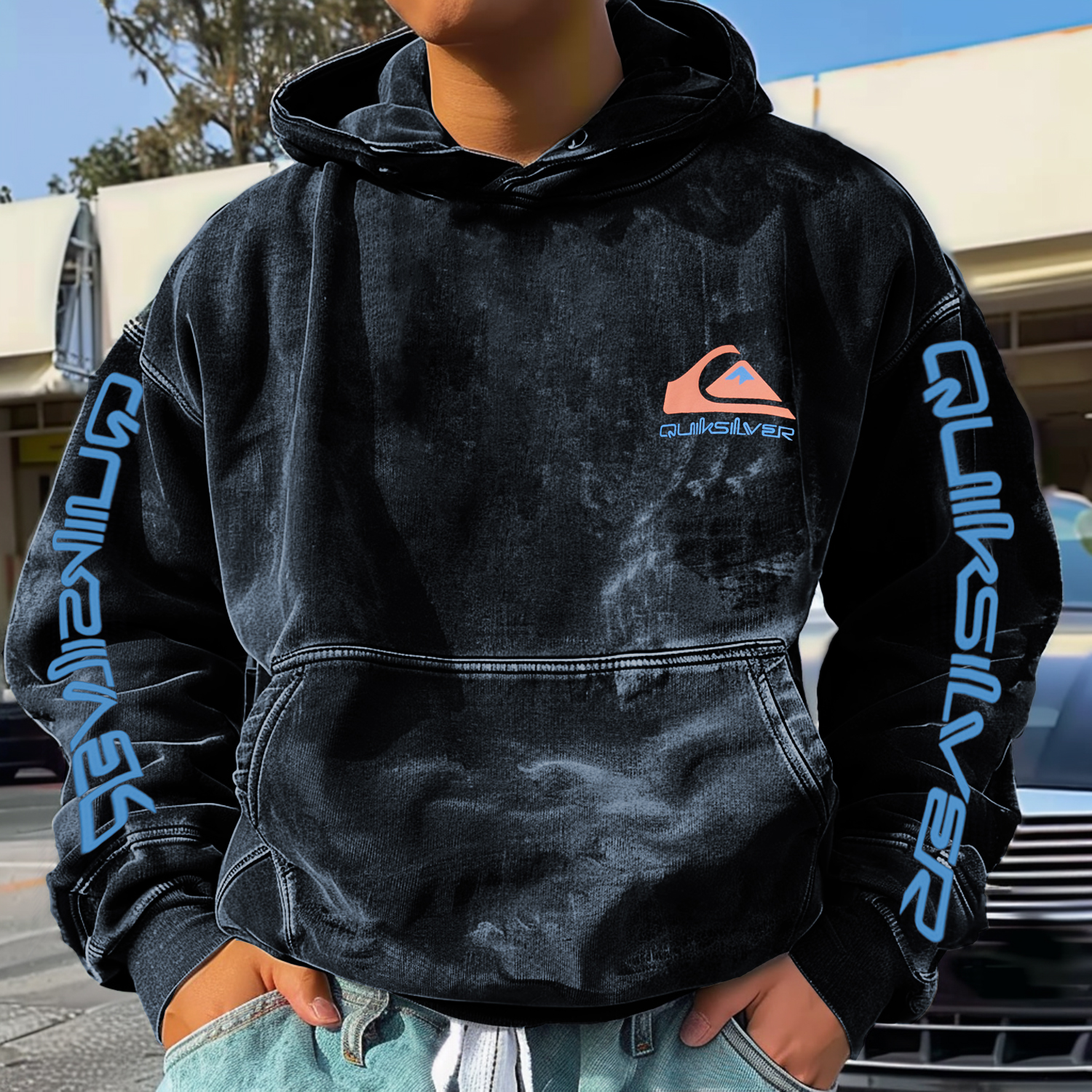 Vintage Resort Branded Letter Print Hoodie