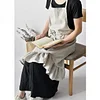 2018 New Women Pocket Home Ruffle Apron Linen Kitchen Dress Dining Cotton Cooking