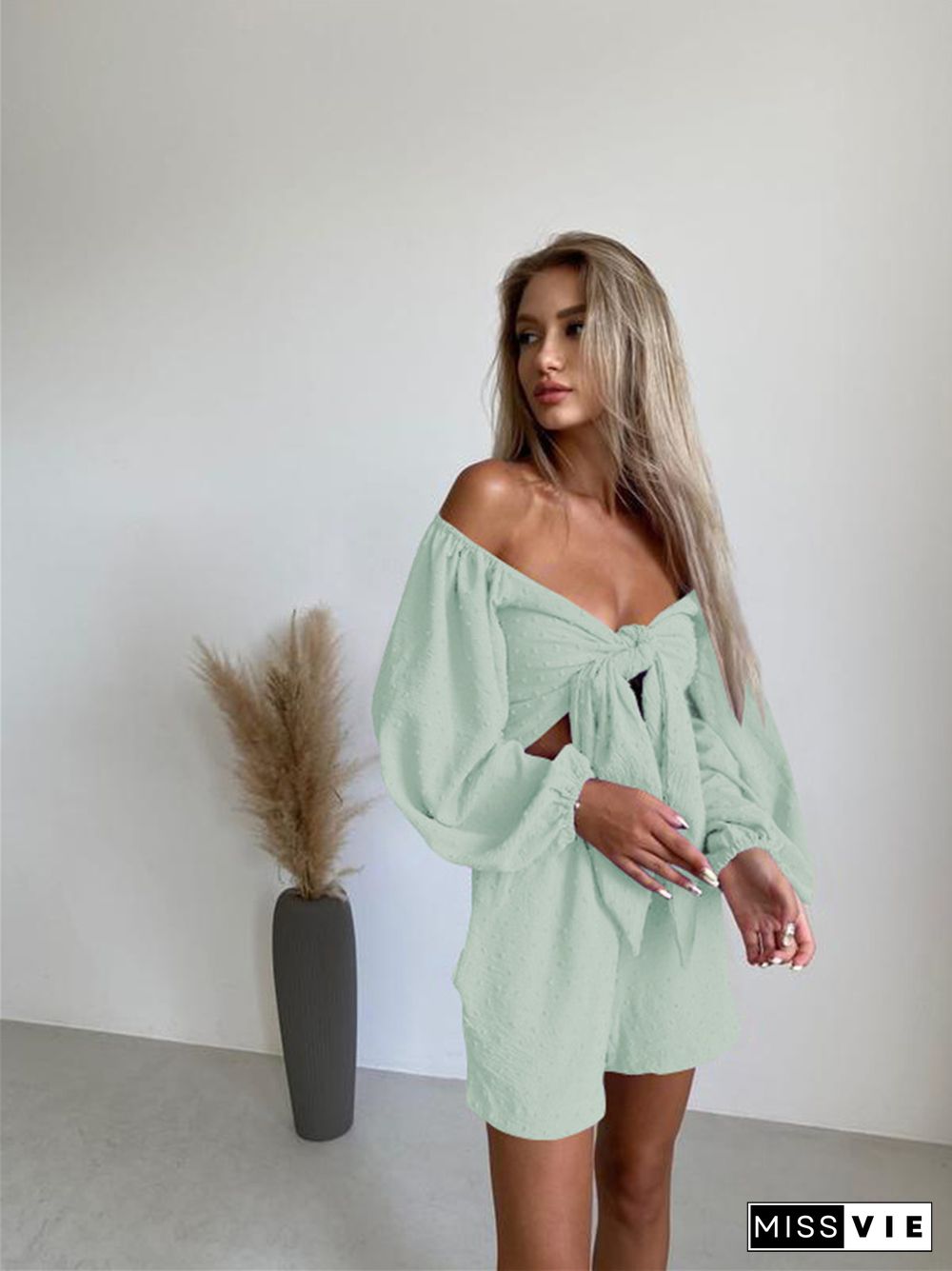 Summer New Fashion Leisure Suit Senior Sense Women's Long-sleeve Cardigan Shorts Two Sets