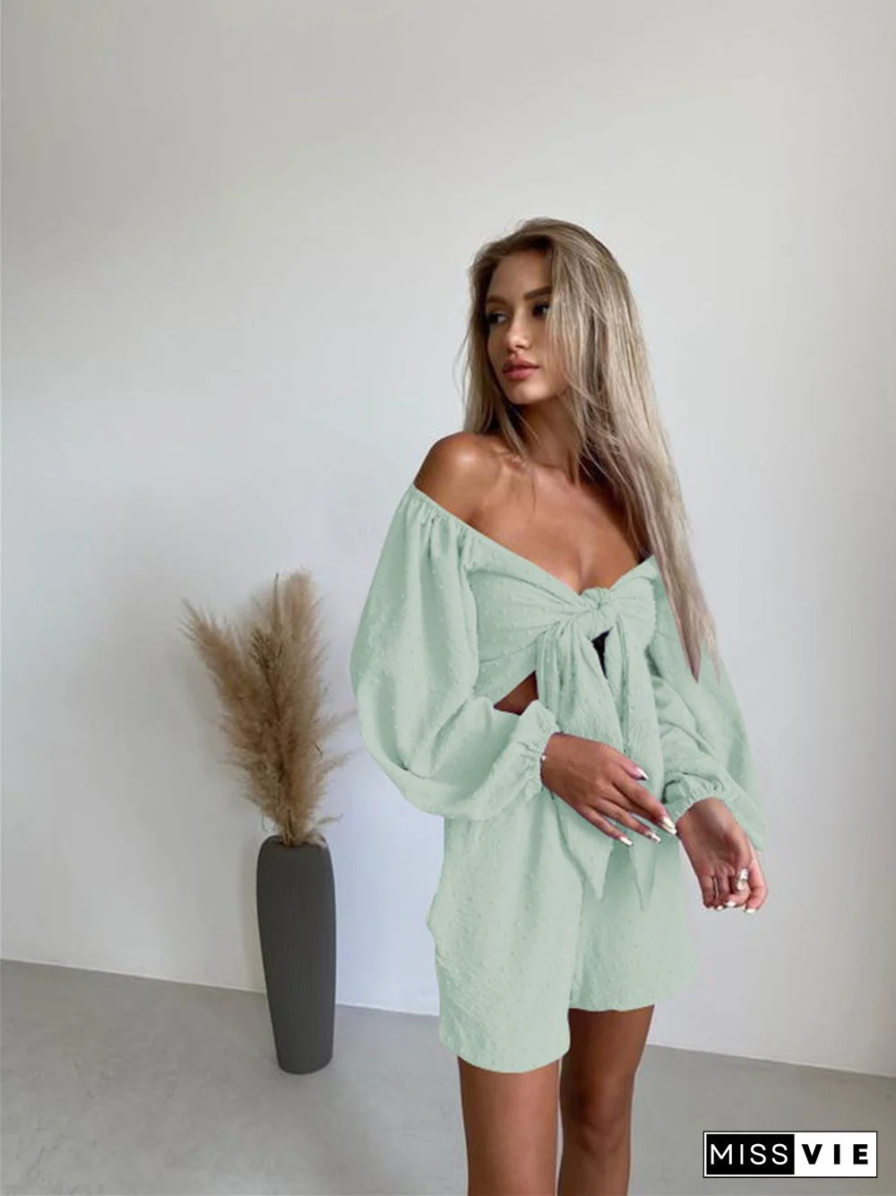 Summer New Fashion Leisure Suit Senior Sense Women's Long-sleeve Cardigan Shorts Two Sets