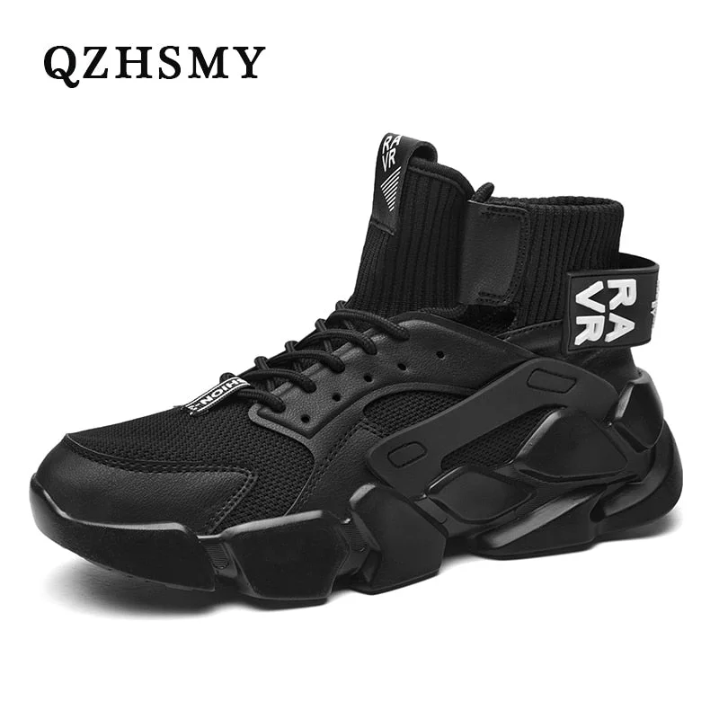 2022 Autumn New High-top Beige Men's Sneakers Chunky Men Shoes Heighten Fashion Casual Plus Size Zapatillas Damping Tennis Shoes