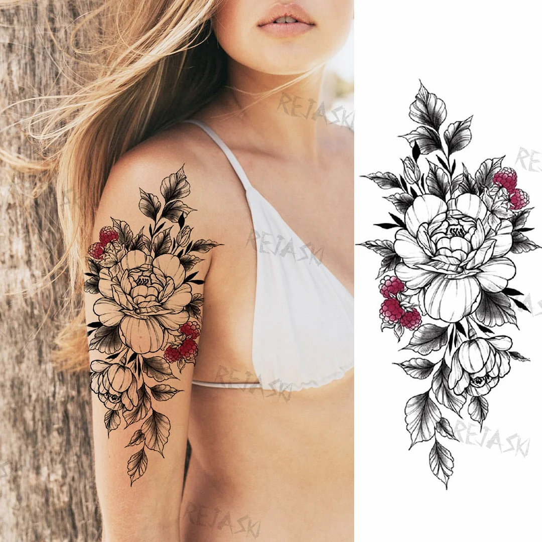 Gangster Wolf Temporary Tattoo For Women Men Death Skull Fake Tattoos Sticker DIY Harajuku Mermaid Waterproof Tatoo Body Art Arm