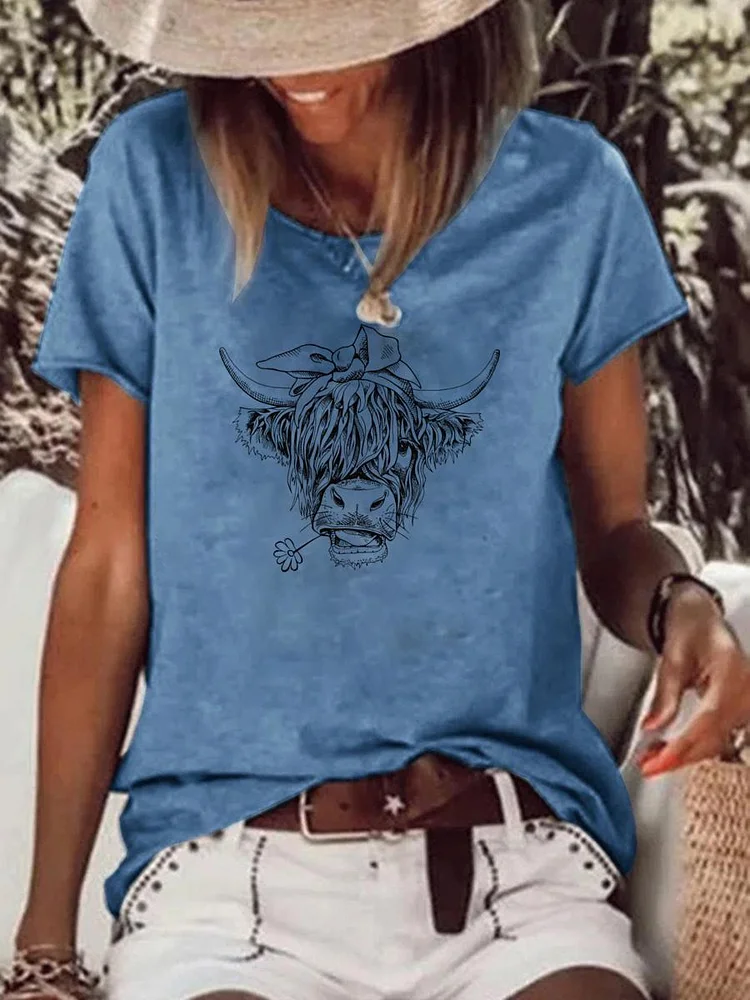 Funny cow Raw Hem Tee