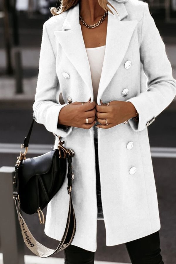 Classic Lapel Double Breasted Boucle Coat