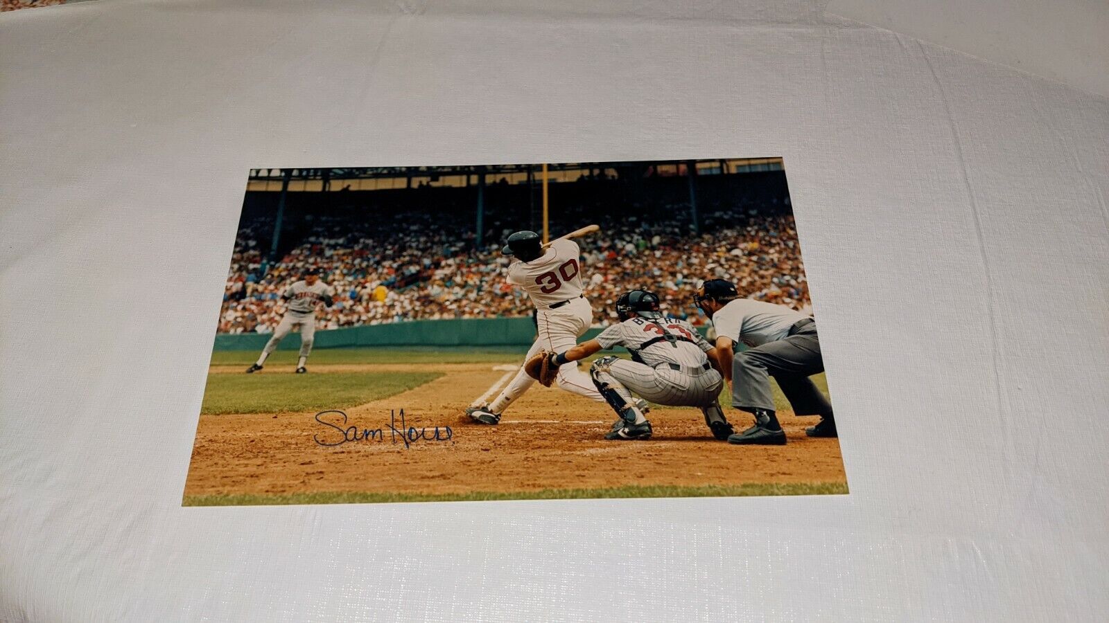 Sam Horn Boston Red Sox Signed 8x12 Personal Photo Poster painting W/Our COA READ