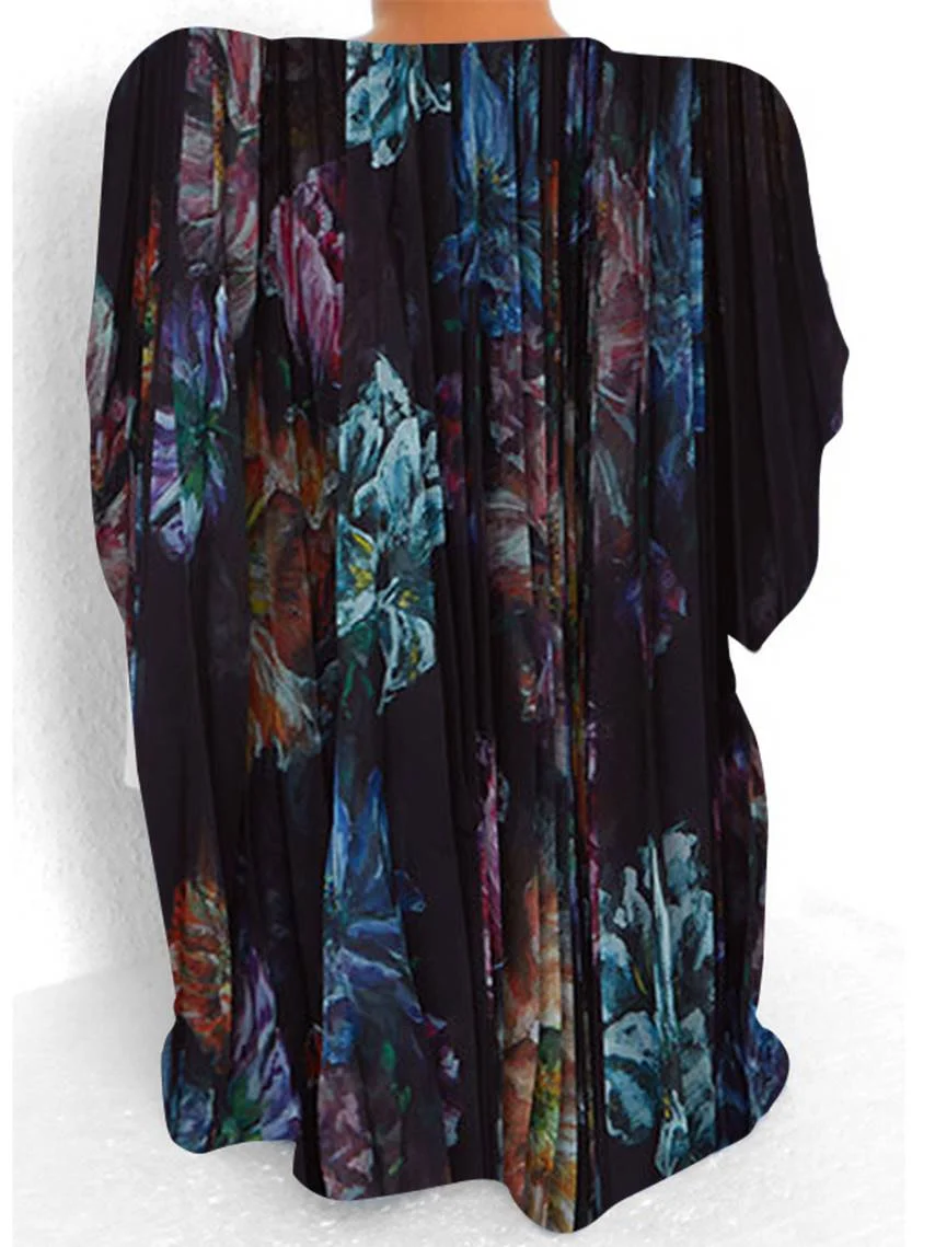 Women's Casual Short Sleeve Scoop Neck Floral Printed Striped Printed Tops T-shirt