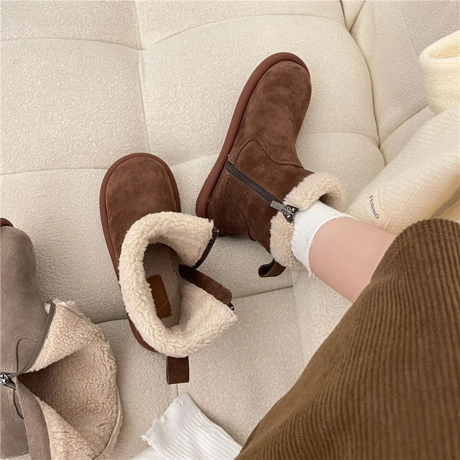 Yyvonne Boots Women 2025 Winter New Sen Series Retro Plus Velvet Cotton Shoes Soles Of Casual Hair To Keep Warm Short Boots Women