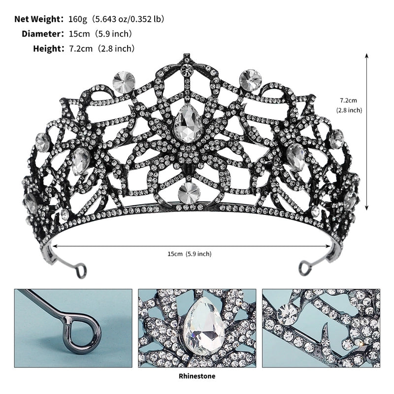 Halloween Glam Exaggerated Women’s Spider Bat Skull Alloy Inlay Rhinestones Crown