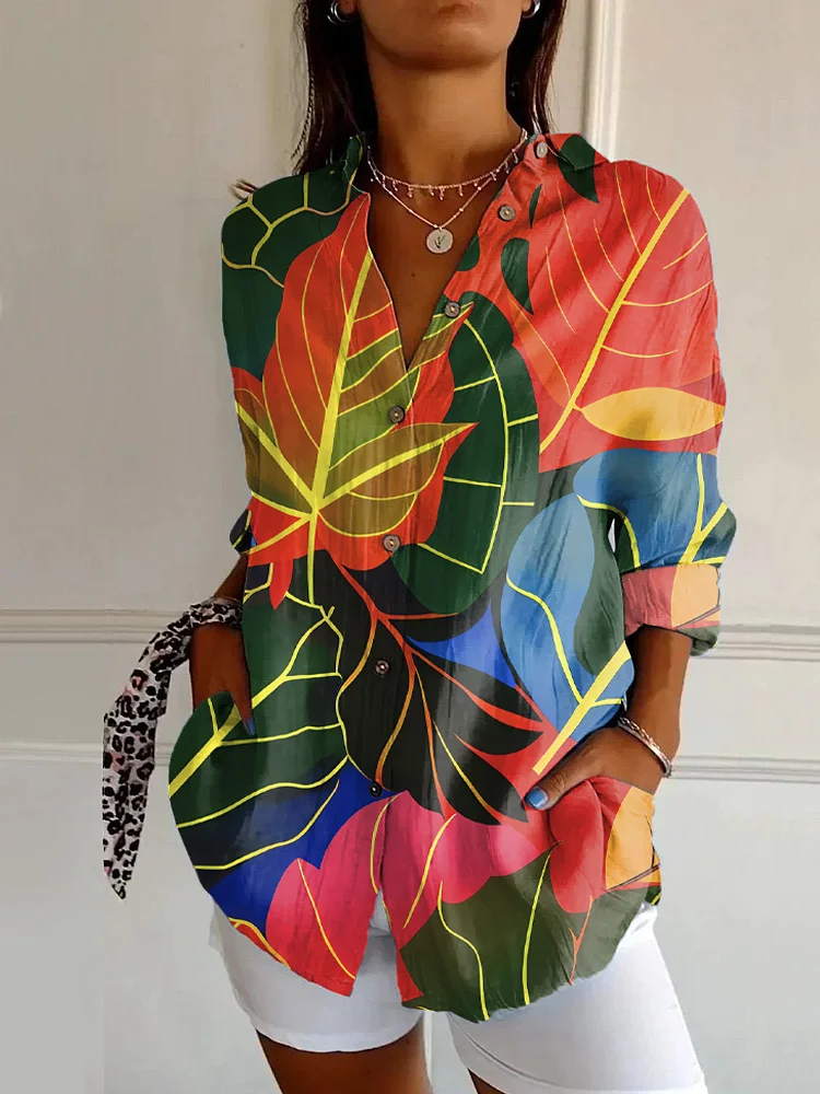Vintage Autumn Leaves Art Print Long Sleeve Shirt