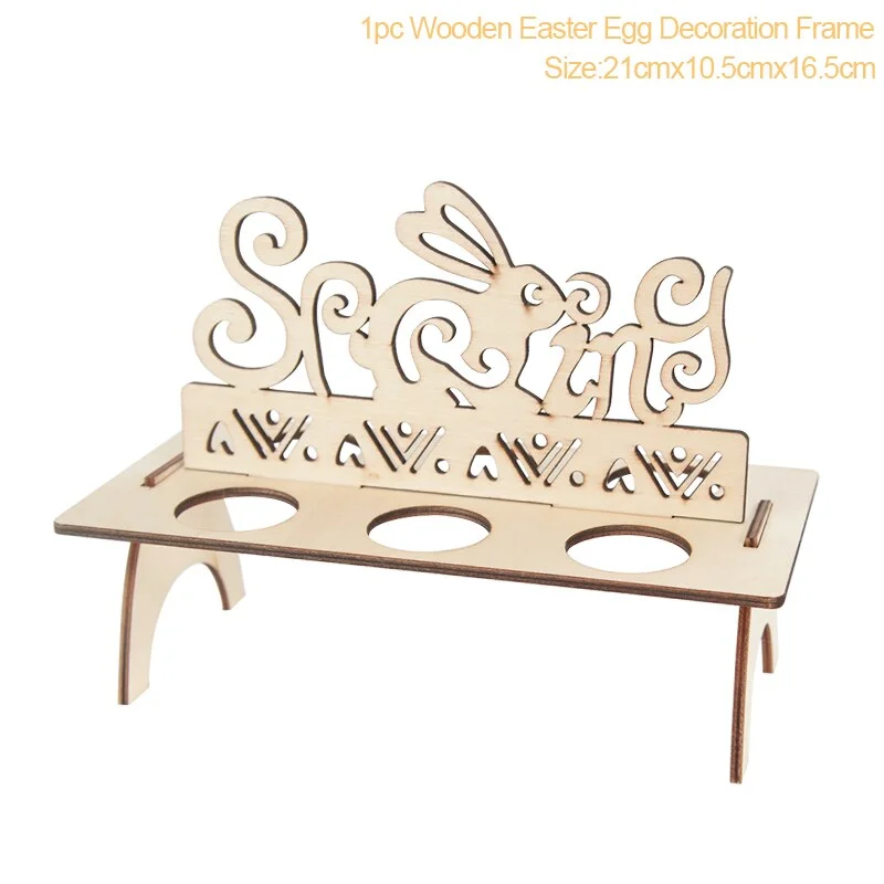 Easter Decoration for Home Wooden Easter Egg Holder Shelves DIY Craft Handmade Ornaments Kids Gift Happy Easter Party Decor 2022
