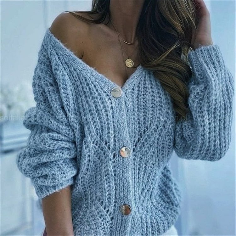 Autumn Winter New Vintage Cardigan Sweater V-neck Long Sleeve Cardigans Casual Green Loose Knitted Cardigan Sweaters Women 16873