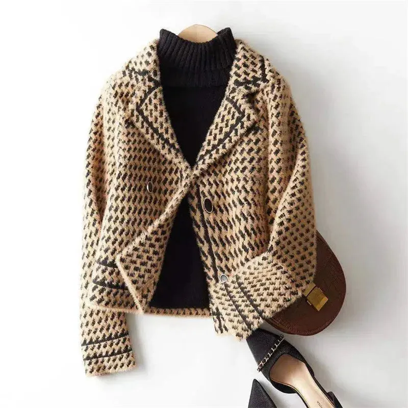 Women's Houndstooth Knit Jacket &ndash; Tailored Blazer-Style Layer &ndash; view 2