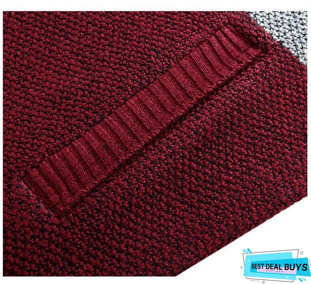 Men Thick Cardigan Coats Gradient Knitted Zipper Jackets