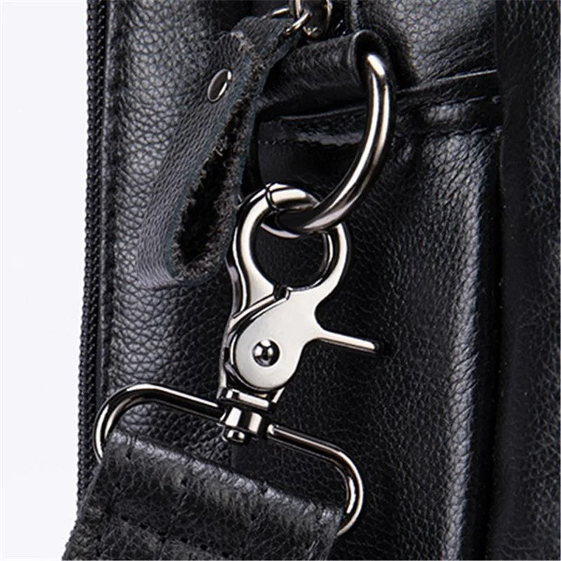 Mens Layered Vintage Waterproof Durable Large Capacity Leather Business Briefcase