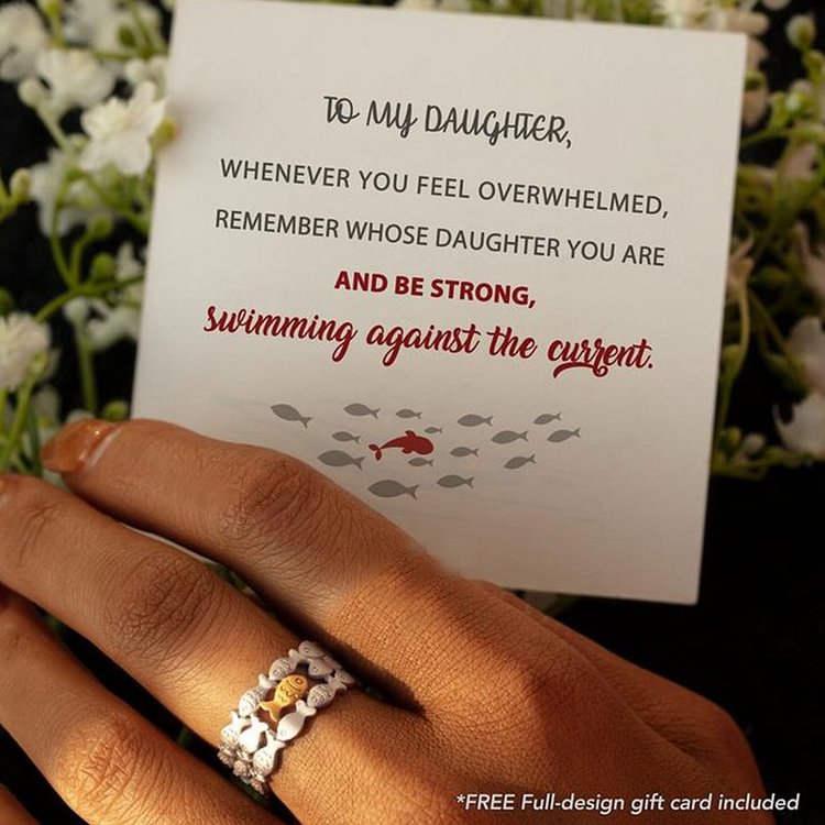 To My Daughter S925 Silver Ring-Remember Whose Daughter You Are Swimming Against The Current Ring