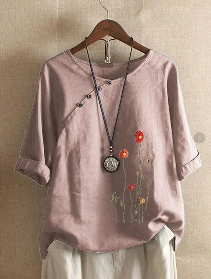 CASUAL COTTON HALF SLEEVE FLORAL SHIRTS & TOPS