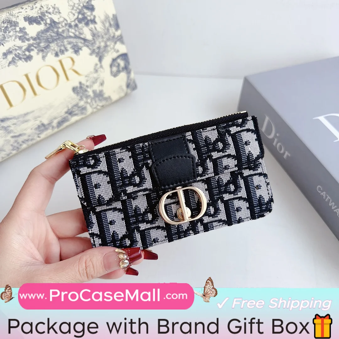 DIOR CHRISTIAN DIOR JACQUARD FABRIC MULTI CARD SLOT WALLET CARD HOLDER ProCaseMall