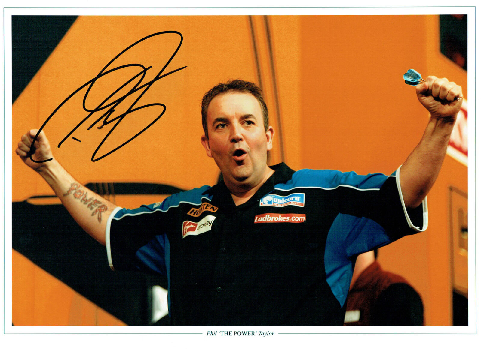 Phil TAYLOR THE POWER Signed Autograph Champion Darts 16x12 Photo Poster painting AFTAL COA NEW