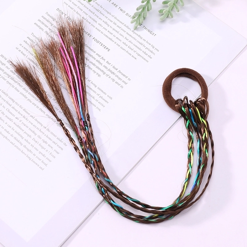 Fashion Children’s Colored Hair Rope Colorful Gradient Wig Twist Braid Rubber Band Hair Tie