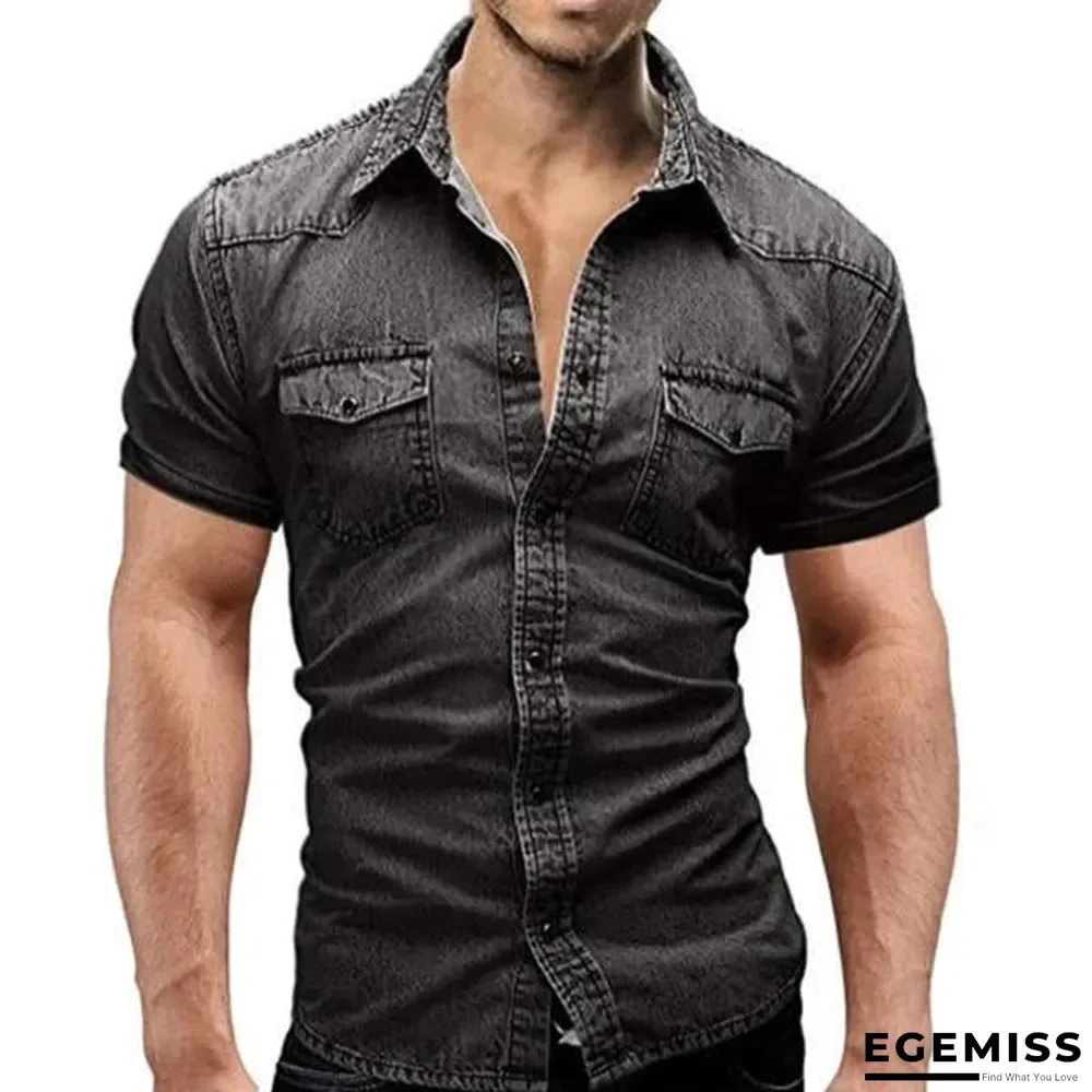 Men's Denim Short Sleeve Shirt | EGEMISS