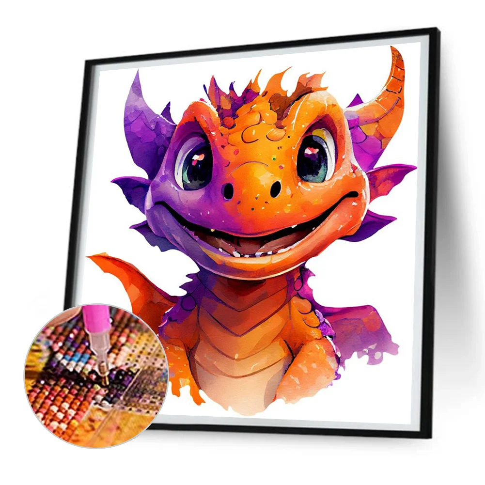 Full Round Diamond Painting 30*30cm - Little Dragon