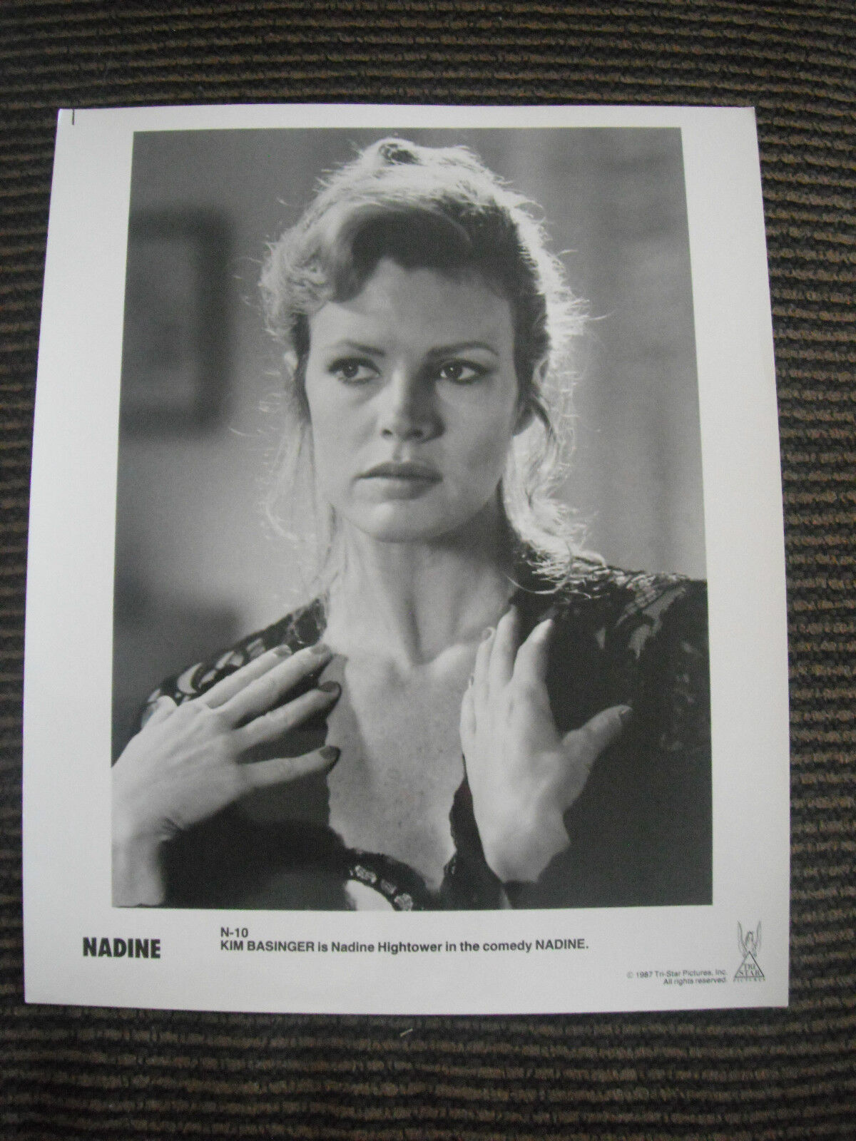 Nadine Kim Basinger 1987 B&W Photo Poster painting Photo Poster paintinggraph Promo Movie