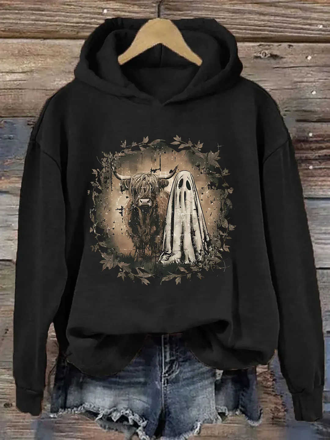 Highland Cow Ghost Hoodie