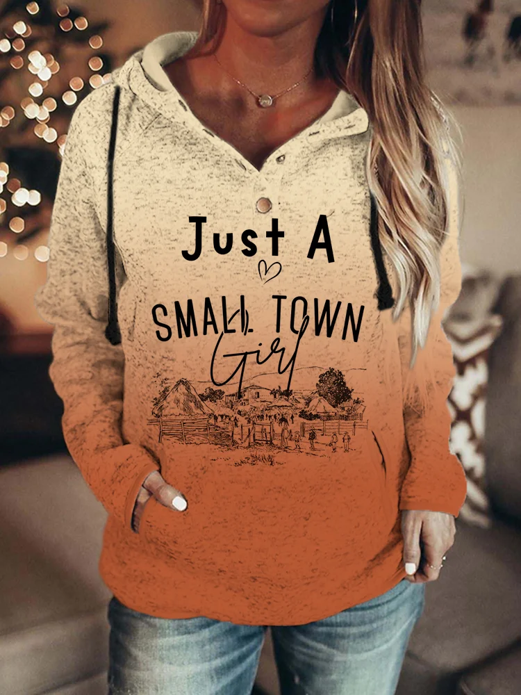 Vintage Western Just A Small Town Girl Gradient Hoodie