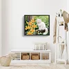 Katze und Lilie - Rundbohrer Diamantmalerei - 55*45cm