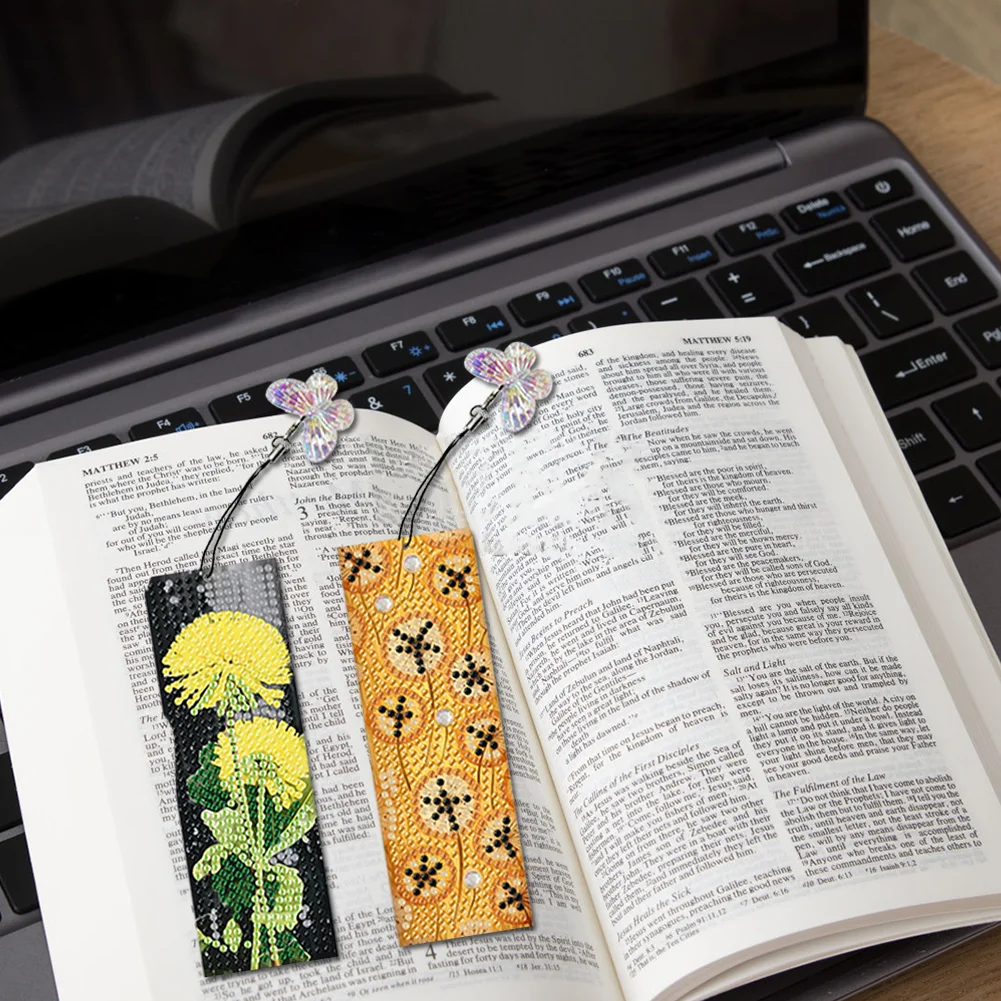 4Pcs Special Shaped Dandelion 5D DIY Diamond Painting Book Mark for Beginners