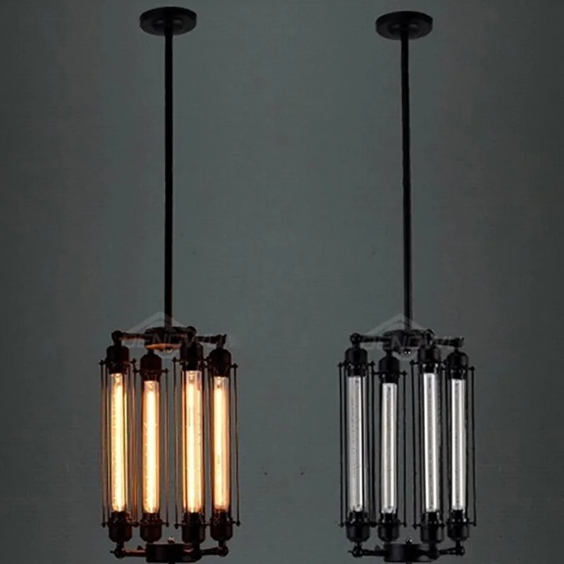 Retro Vintage 4 Heads Steam Pipe Ceiling Pendant Lamp E27 Lights Loft