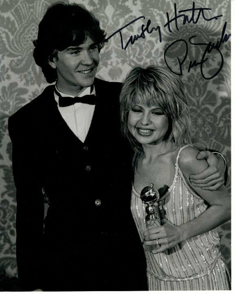 Timothy hutton and pia zadora signed autographed golden globes Photo Poster painting