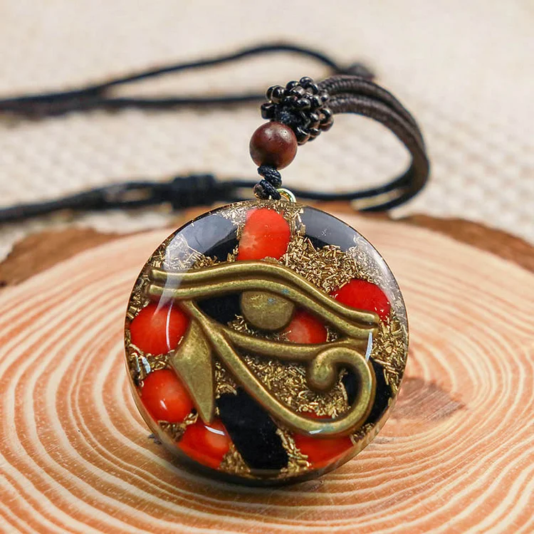 Red Coral Eye Of Horus Reki Necklace