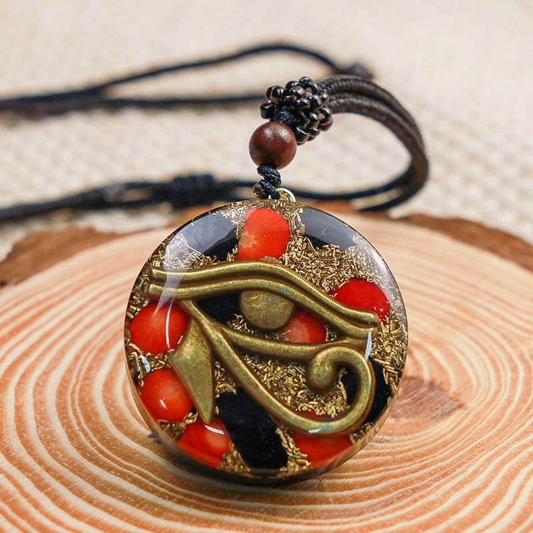Red Coral Eye Of Horus Reki Necklace