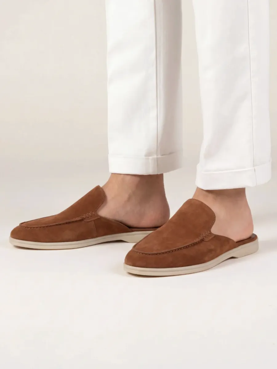 Men's Leather Slip-On Mules &ndash; Yacht Loafers &ndash; Maroon &ndash; view 2